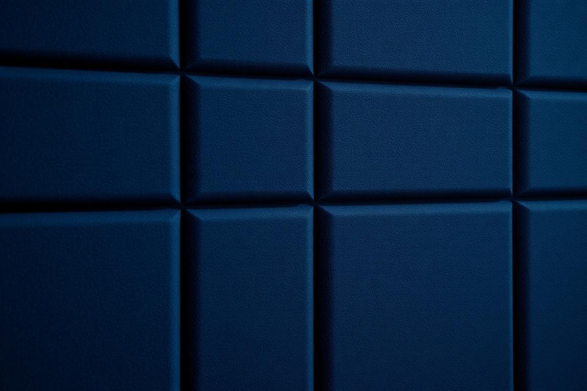 Close-up of deep navy acoustic foam treatment